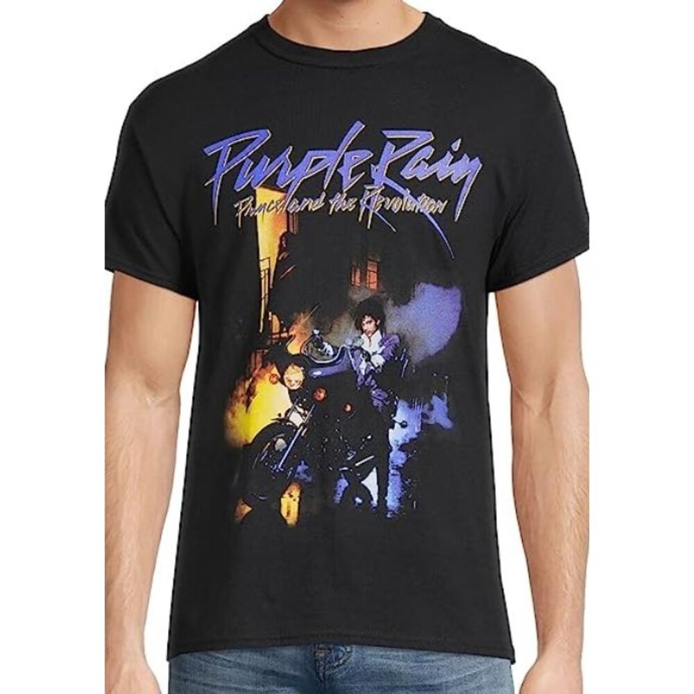 PRINCE AND THE REVOLUTION  T-SHIRT  "PURPLE RAIN" BLACK - ROCK T-SHIRT LG